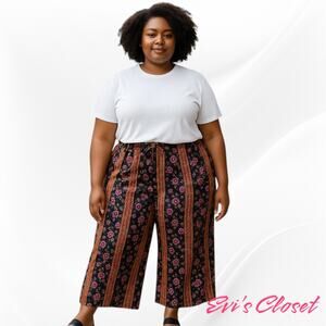 Kirsten Nicole Flower Colorful Wide Pants. Back Tie